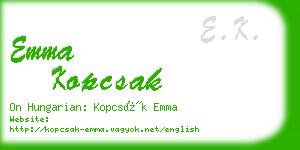 emma kopcsak business card